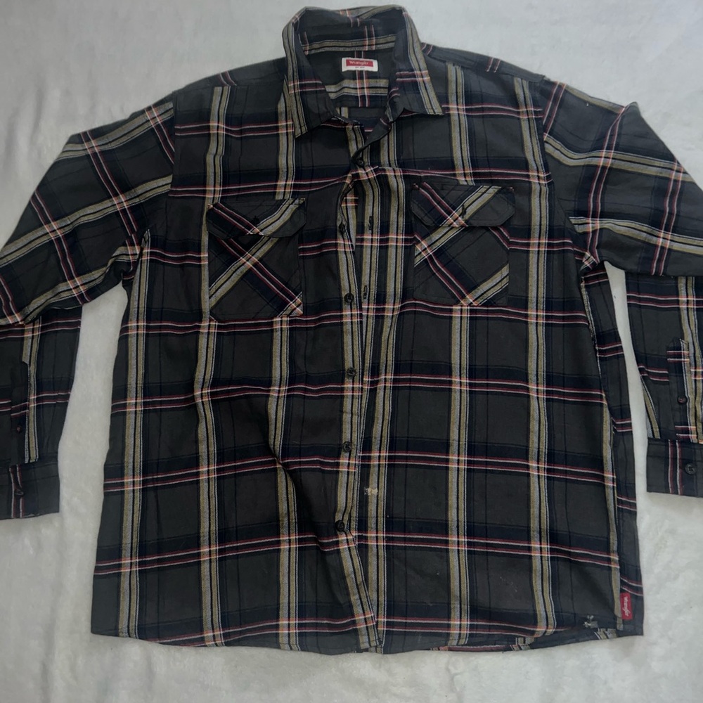 Wrangler Gray and Yellow Plaid Shirt